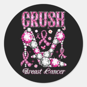 Crush Breast Cancer Awareness Bling Pink Ribbon Hi Ronde Sticker