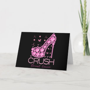 Crush Breast Cancer Awareness Bling Pink Ribbon Kaart