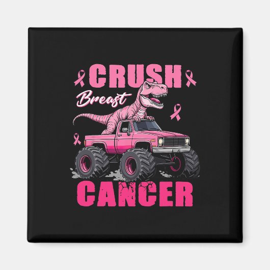 Crush Breast Cancer Awareness Monster Truck Toddle Magneet (Voorkant)