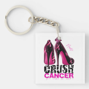 Crush Breast Cancer Awareness naam aangepast Sleutelhanger
