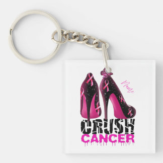 Crush Breast Cancer Awareness naam aangepast Sleutelhanger