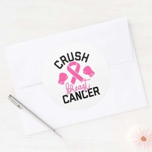 Crush Breast Cancer Awareness Ronde Sticker (Envelop)