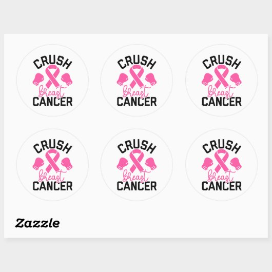 Crush Breast Cancer Awareness Ronde Sticker (Vel)