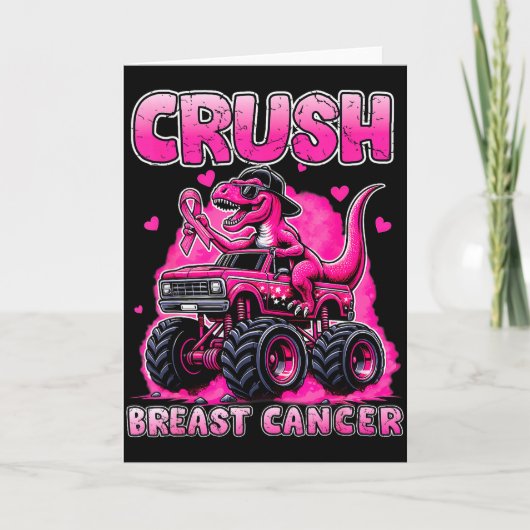 Crush Breast Cancer Awareness T Rex Monster Truck  Kaart (Voorkant)