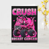 Crush Breast Cancer Awareness T Rex Monster Truck  Kaart (Gele Bloem)