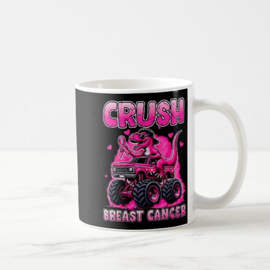 Crush Breast Cancer Awareness T Rex Monster Truck  Koffiemok (Rechts)