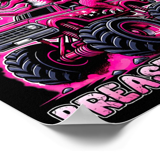 Crush Breast Cancer Awareness T Rex Monster Truck  Poster (Hoek)