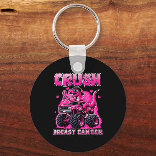 Crush Breast Cancer Awareness T Rex Monster Truck  Sleutelhanger (Voorkant)