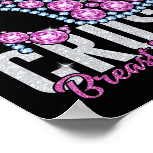 Crush Breast Cancer Bling Ribbon Poster (Hoek)