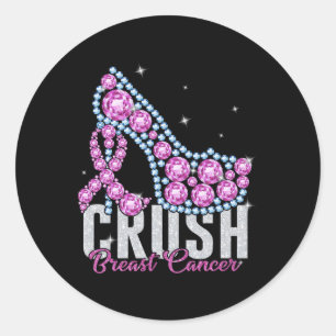 Crush Breast Cancer Bling Ribbon Ronde Sticker
