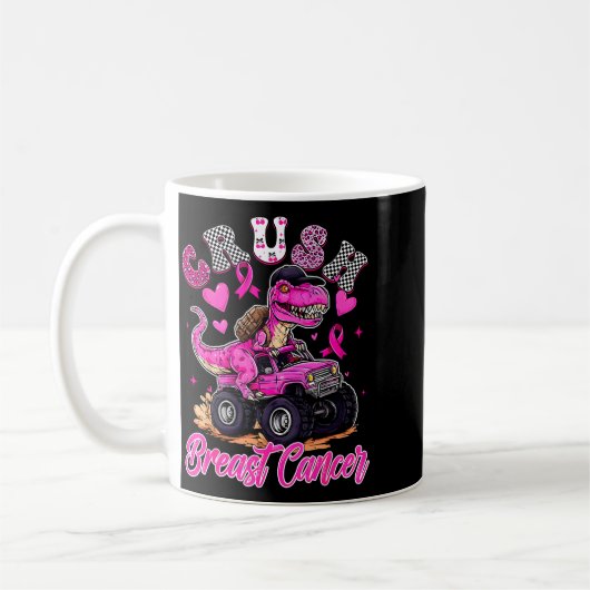 Crush Breast Cancer Dinosaur T Rex Monster Truck B Koffiemok (Links)