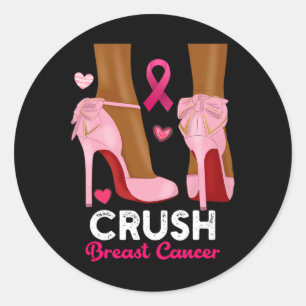Crush Breast Cancer in oktober Draag we roze Black Ronde Sticker
