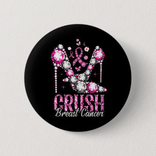 Crush Breast Cancer Roze Bling High Heels Ribbon Ronde Button 5,7 Cm
