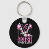 Crush Breast Cancer Roze Bling High Heels Ribbon Sleutelhanger (Voorkant)