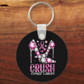 Crush Breast Cancer Roze Bling High Heels Ribbon Sleutelhanger (Voorkant)