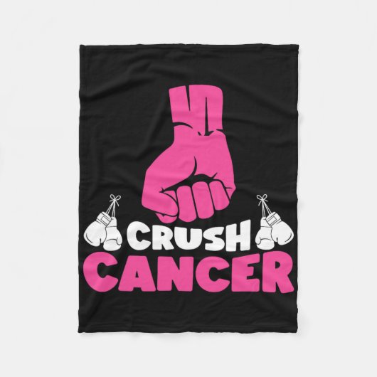 Crush Cancer Boxing Pink Ribbon Borstkanker Award Fleece Deken (Voorkant)
