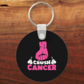 Crush Cancer Boxing Pink Ribbon Borstkanker Award Sleutelhanger (Voorkant)