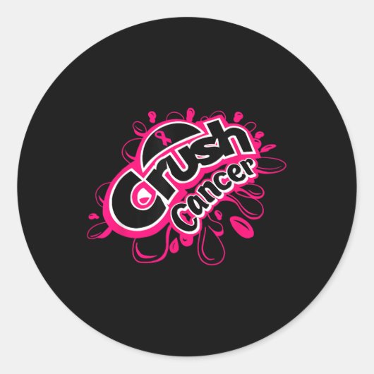 Crush Cancer Breast Awareness Ronde Sticker (Voorkant)