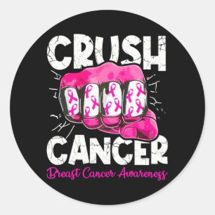 Crush Cancer Breast Awareness Warrior Ronde Sticker