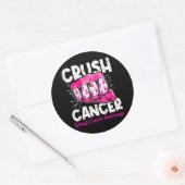 Crush Cancer Breast Awareness Warrior Ronde Sticker (Envelop)