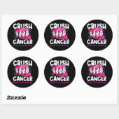 Crush Cancer Breast Awareness Warrior Ronde Sticker (Vel)