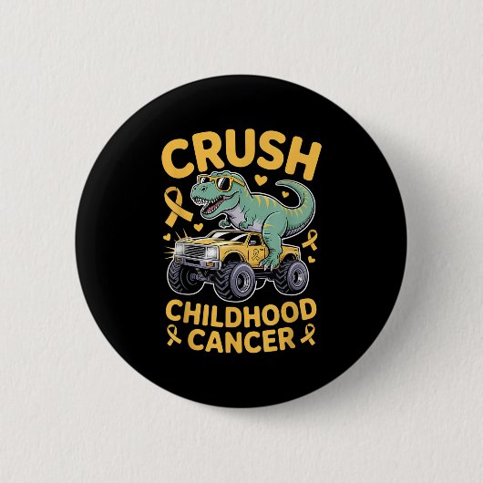 Crush Childhood Cancer Awareness Gold Ribbon Kinde Ronde Button 5,7 Cm (Voorkant)