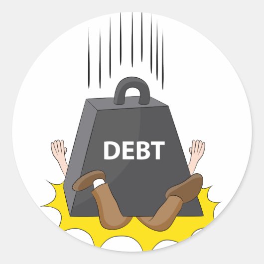 Crush Debt Cartoon Anvil Ronde Sticker (Voorkant)
