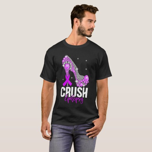 Crush Epilepsy Awareness Diamond High Hiel Paars T-shirt (Voorkant volledig)