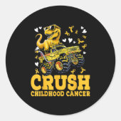 Crush Jeugd Kanker Bewustzijn Monster Truck DIN Ronde Sticker (Voorkant)