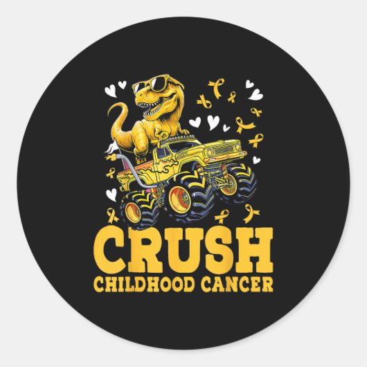 Crush Jeugd Kanker Bewustzijn Monster Truck DIN Ronde Sticker (Voorkant)
