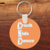 "Crush Kinder Cancer" Oranje Sleutelhanger (Voorkant)