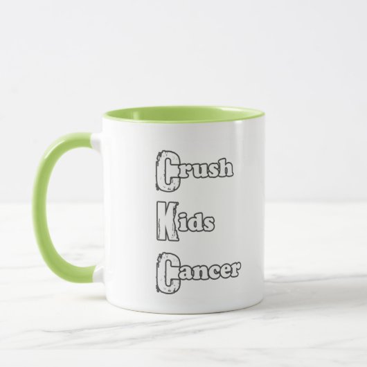"Crush Kinderen Cancer" Groene Mok (Links)