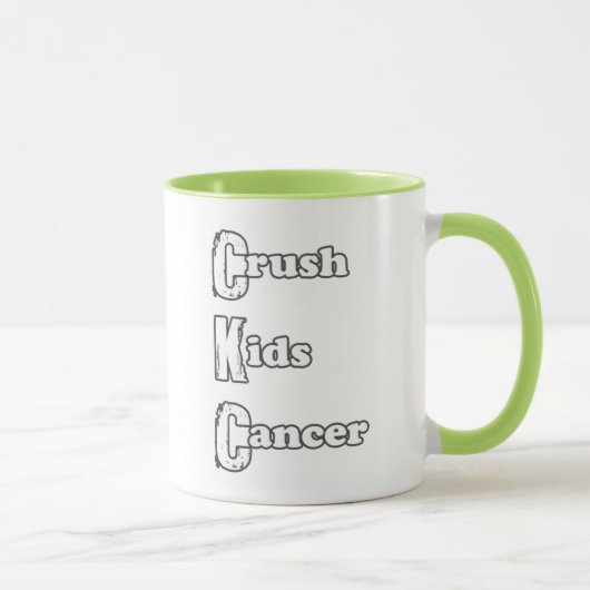 "Crush Kinderen Cancer" Groene Mok (Rechts)