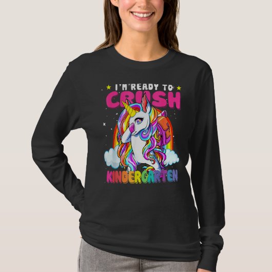 Crush Kindergarten Dabbing Unicorn Back To School  T-shirt (Voorkant)