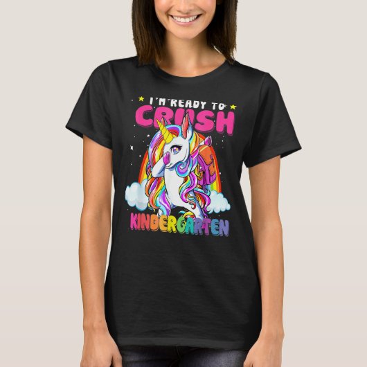 Crush Kindergarten Dabbing Unicorn Back To School  T-shirt (Voorkant)