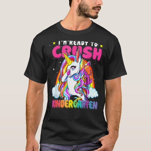 Crush Kindergarten Dabbing Unicorn Back To School  T-shirt (Voorkant)
