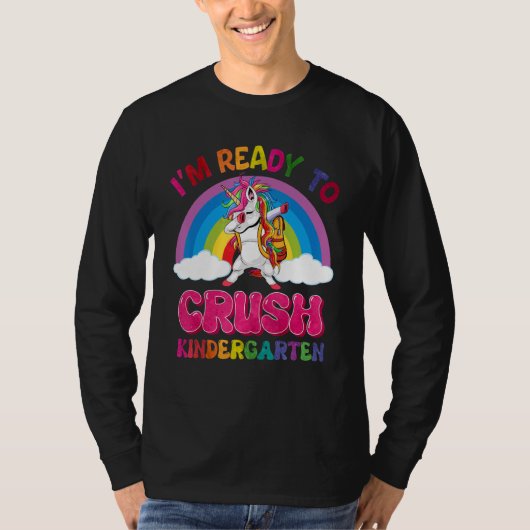 Crush Kindergarten Dabbing Unicorn Back to School T-shirt (Voorkant)