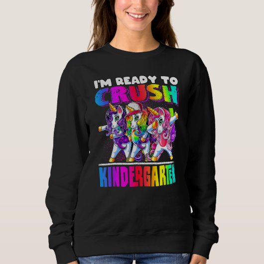 Crush Kindergarten Dabbing Unicorn Back To School  Trui (Voorkant)