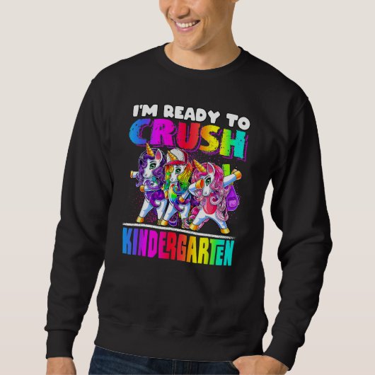 Crush Kindergarten Dabbing Unicorn Back To School  Trui (Voorkant)