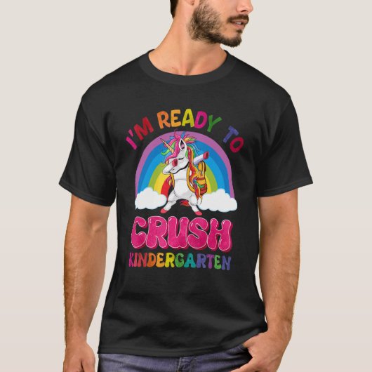 Crush Kindergarten Dabbing Unicorn Terug naar scho T-shirt (Voorkant)