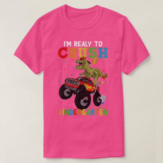 Crush Kindergarten Dinosaur Monster Truck T-shirt (Design voorkant)