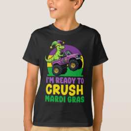 Crush Mardi Gras Monster Truck Dinosaur Trex Todd T-shirt