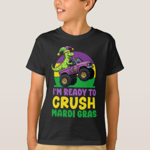 Crush Mardi Gras Monster Truck Dinosaur Trex Todd T-shirt