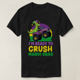 Crush Mardi Gras Monster Truck Dinosaur Trex Todd T-shirt