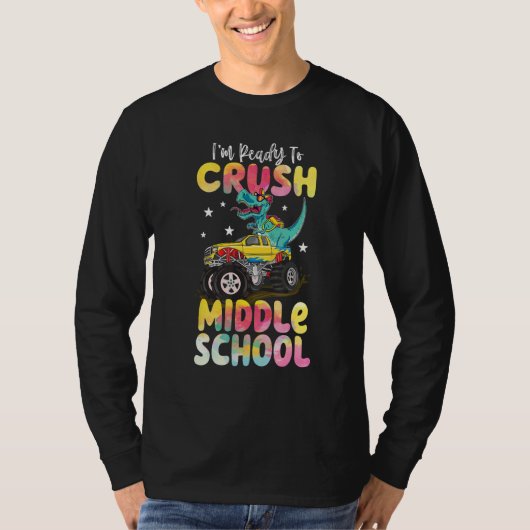 Crush Middle School Dinosaur Monster Truck Back To T-shirt (Voorkant)