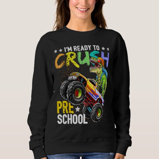 Crush Preschool Dinosaur Monster Truck Back To Sch Trui (Voorkant)