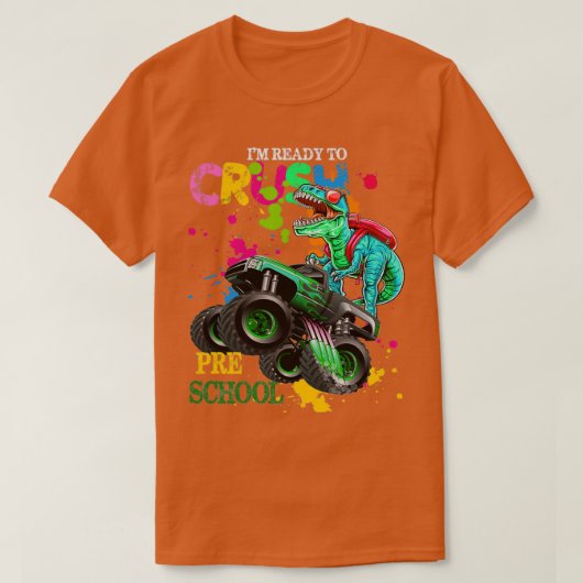 Crush Preschool Dinosaur Monster Truck Terug naar  T-shirt (Design voorkant)