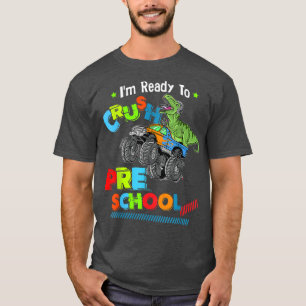 Crush Preschool Dinosaur Monster Truck terug naar  T-shirt