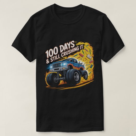  Crushed 100 Days of School Monster Truck Shirt Bo (Design voorkant)