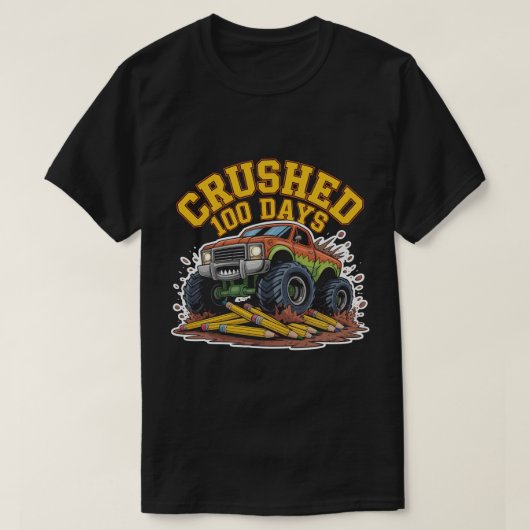  Crushed 100 Days of School Monster Truck Shirt Bo (Design voorkant)